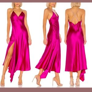 NWT $485 Jill Jill Stuart [SZ 2 ] Rhinestone Strap V-Neck Satin Slip Dress #S138